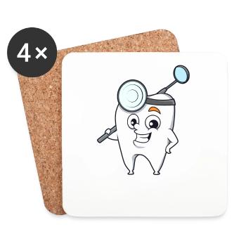 Cartoon Dent de dentiste - Dessous de verre (lot de 4) - blanc - Devant