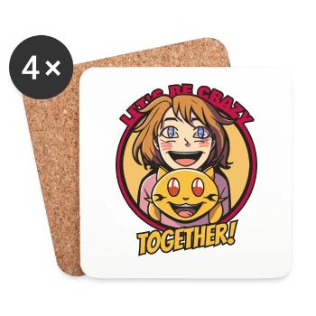 be crazy together, cats and cat lady - Coasters (set of 4) - white - Front