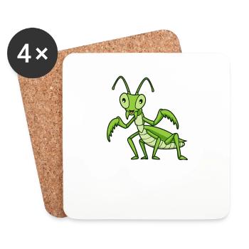 Mante religieuse Kawaii - Dessous de verre (lot de 4) - blanc - Devant
