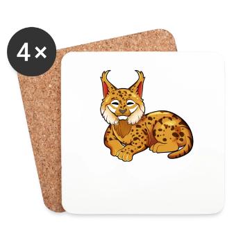 Lynx eurasien Kawaii - Dessous de verre (lot de 4) - blanc - Devant