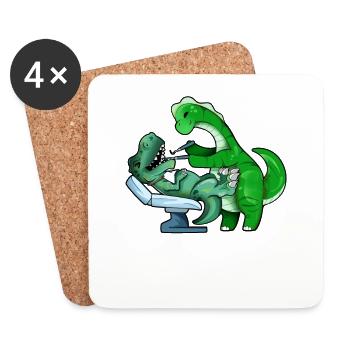 TREX at the Brachiosaurus dentist - Coasters (set of 4) - white - Front