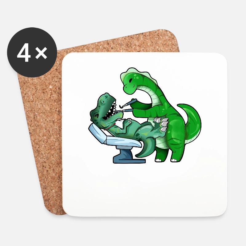 TREX beim Brachiosaurus Zahnarzt - Untersetzer (4er-Set) - Weiß