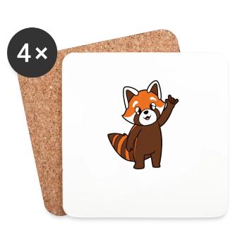 Cartoon Red Panda Shows I Love You - Coasters (set of 4) - white - Front