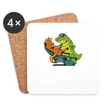 Horse at the crocodile dentist - Coasters (set of 4) - white - Front