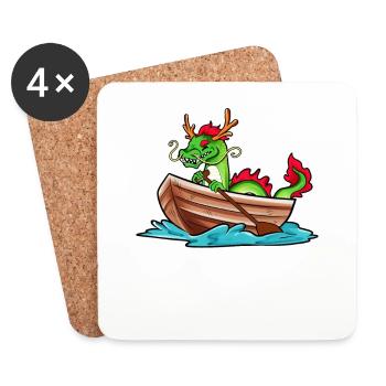 Dragon chinois en bateau - Dragon Boat - Dessous de verre (lot de 4) - blanc - Devant