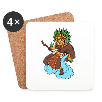 Aztekischer Gott des Regens - Tlaloc - Untersetzer (4er-Set) - Weiß - Vorne