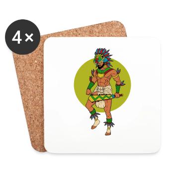 Dieu aztèque du vent - Quetzalcoatl - Dessous de verre (lot de 4) - blanc - Devant