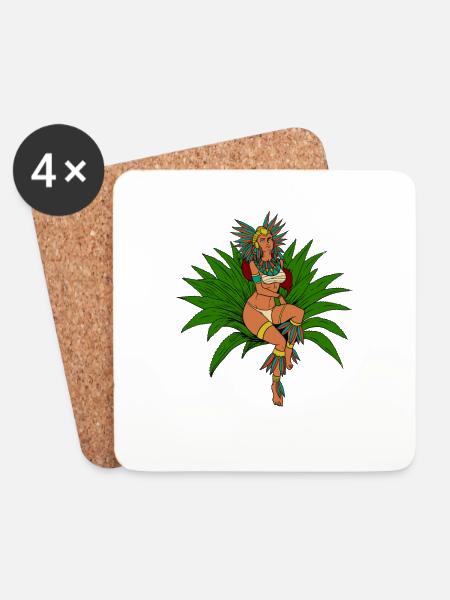Aztec Earth Goddess - Mayahuel - Coasters (set of 4) - white