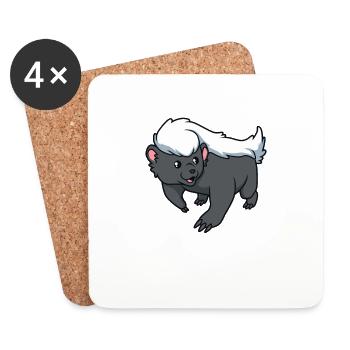Blaireau à miel Kawaii - Dessous de verre (lot de 4) - blanc - Devant