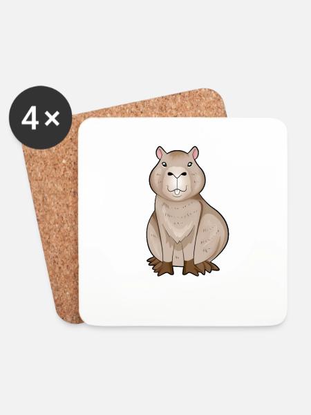 Kawaii Capybara - Untersetzer (4er-Set) - Weiß