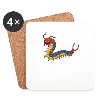 Kawaii Centipedes - Coasters (set of 4) - white - Front