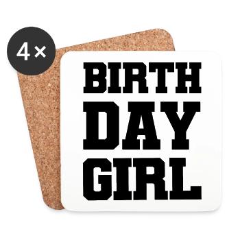 fille d’anniversaire - Dessous de verre (lot de 4) - blanc - Devant