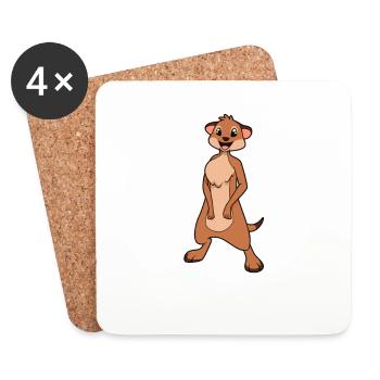 Kawaii Erdmännchen - Untersetzer (4er-Set) - Weiß - Vorne