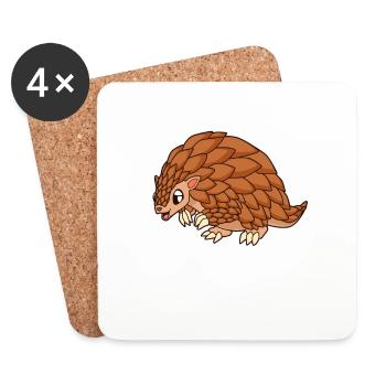 Kawaii Pangolin - Coasters (set of 4) - white - Front