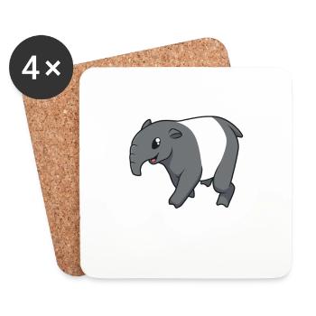 Kawaii Tapir - Untersetzer (4er-Set) - Weiß - Vorne