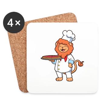 Lion est un fabricant de pizzas - Dessous de verre (lot de 4) - blanc - Devant
