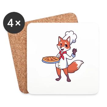 Fuchs est pizzaïolo - Dessous de verre (lot de 4) - blanc - Devant