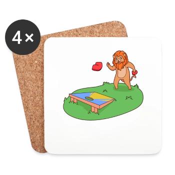 Löwe spielt Cornhole - Untersetzer (4er-Set) - Weiß - Vorne