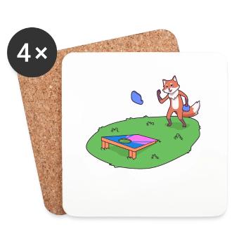 Fuchs spielt Cornhole - Untersetzer (4er-Set) - Weiß - Vorne