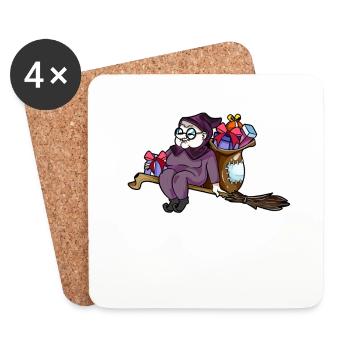 Monter sur le balai - Befana - Dessous de verre (lot de 4) - blanc - Devant