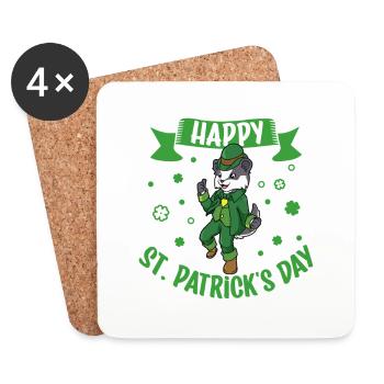 St Patricks Dachs - Happy St Patricks Day - Untersetzer (4er-Set) - Weiß - Vorne