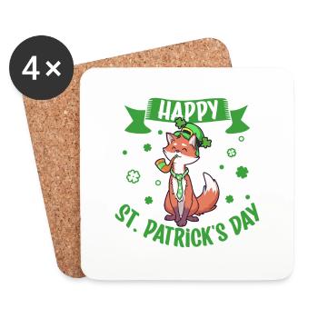 St Patrick’s Fox - Bonne Saint-Patrick - Dessous de verre (lot de 4) - blanc - Devant