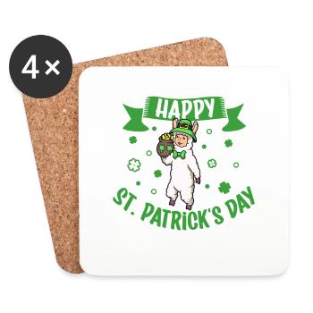 St Patricks Lama - Happy St Patricks Day - Untersetzer (4er-Set) - Weiß - Vorne