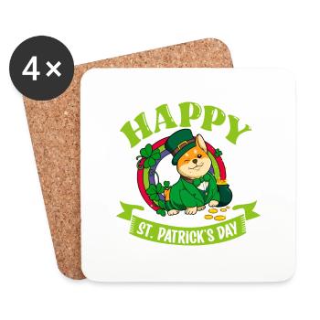 St Patricks Corgi - Happy St Patricks Day - Untersetzer (4er-Set) - Weiß - Vorne