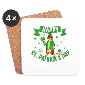 St Patrick's Kangaroo - Happy St Patrick's Day - Coasters (set of 4) - white - Front