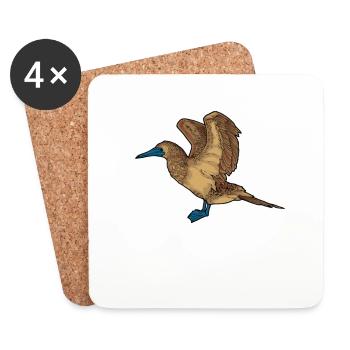 Drawing of a blue-footed booby - Coasters (set of 4) - white - Front