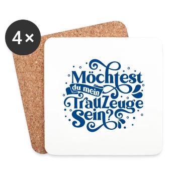 Möchtest du mein Trauzeuge sein - Untersetzer (4er-Set) - Weiß - Vorne