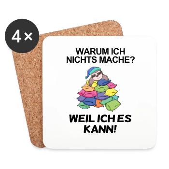 Lustiger Spruch - Nichts machen - Untersetzer (4er-Set) - Weiß - Vorne