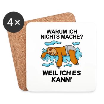 Lustiger Spruch - Nichts machen - Untersetzer (4er-Set) - Weiß - Vorne