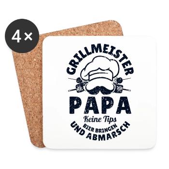Grillmeister Papa Lustiges Grill-Design für Väter - Untersetzer (4er-Set) - Weiß - Vorne