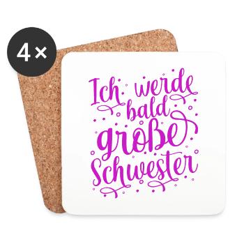 Ich werde große Schwester - Untersetzer (4er-Set) - Weiß - Vorne