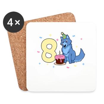 With Wolf - Children's Birthday 8 Years - Coasters (set of 4) - white - Front
