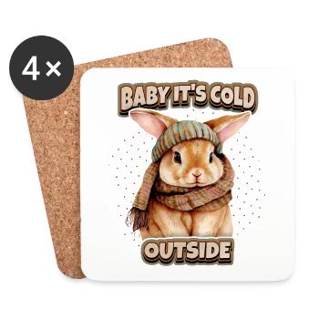 Rabbit Bunny Kawaii Illustration Funny Saying - Coasters (set of 4) - white - Front