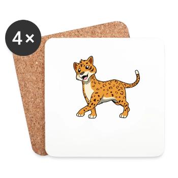 Kawaii Jaguar - Coasters (set of 4) - white - Front