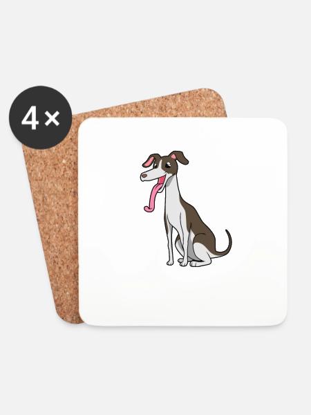 Kawaii Whippet - Coasters (set of 4) - white