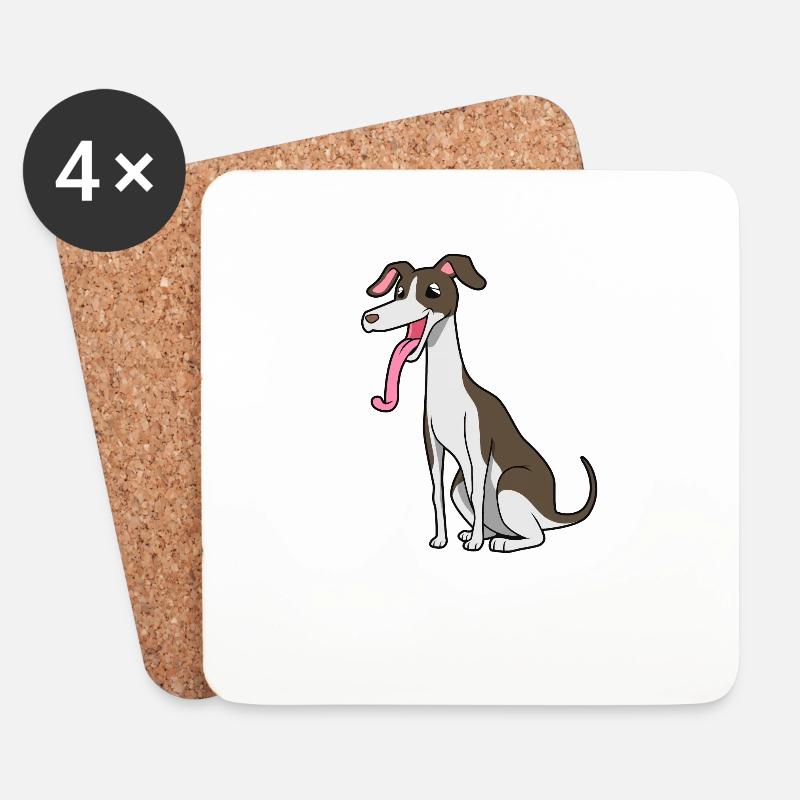 Kawaii Whippet - Untersetzer (4er-Set) - Weiß