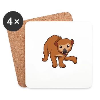 Kawaii Wickelbär - Dessous de verre (lot de 4) - blanc - Devant