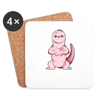 Cartoon naked mole rat - Coasters (set of 4) - white - Front