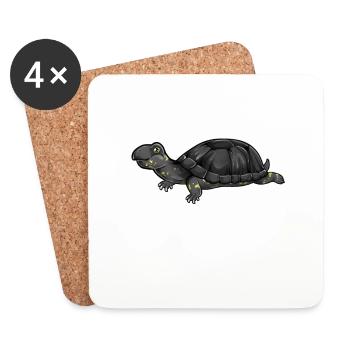Kawaii pond turtle - Coasters (set of 4) - white - Front