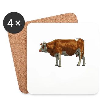 Zeichnung eines Simmental Rind - Untersetzer (4er-Set) - Weiß - Vorne