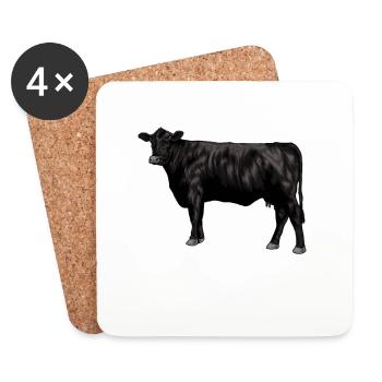 Dessin d’une vache Black Angus - Dessous de verre (lot de 4) - blanc - Devant