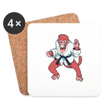 Comic Affe macht Karate - Untersetzer (4er-Set) - Weiß - Vorne