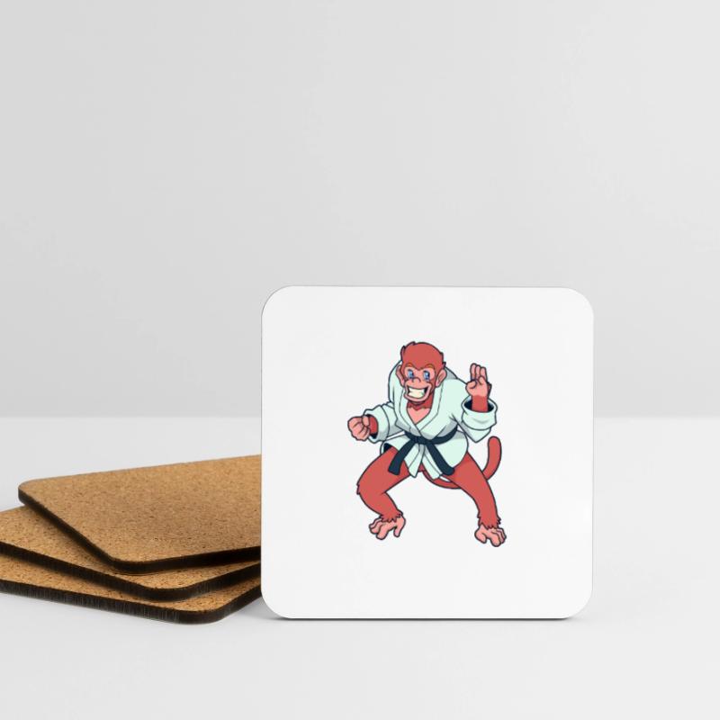 Comic monkey makes karate Coasters (set of 4)