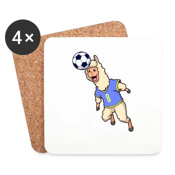 Comic Lama spielt Fußball - Untersetzer (4er-Set) - Weiß - Vorne