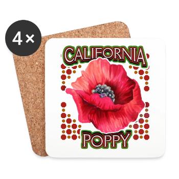 Poppy, California Poppy, California Poppy - Coasters (set of 4) - white - Front