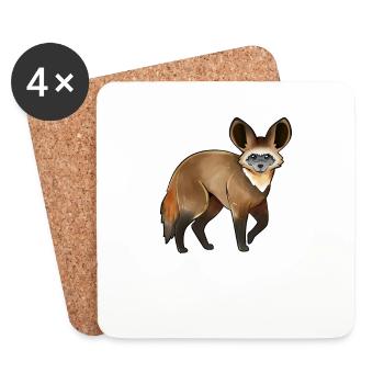 Dessin d’un renard à oreilles de chauve-souris - Dessous de verre (lot de 4) - blanc - Devant